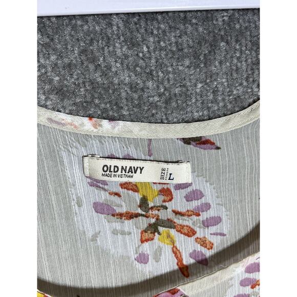 Old Navy Floral Tiered Hem Tank Top Womens Size Large Scoop Neck Lined - Picture 3 of 7